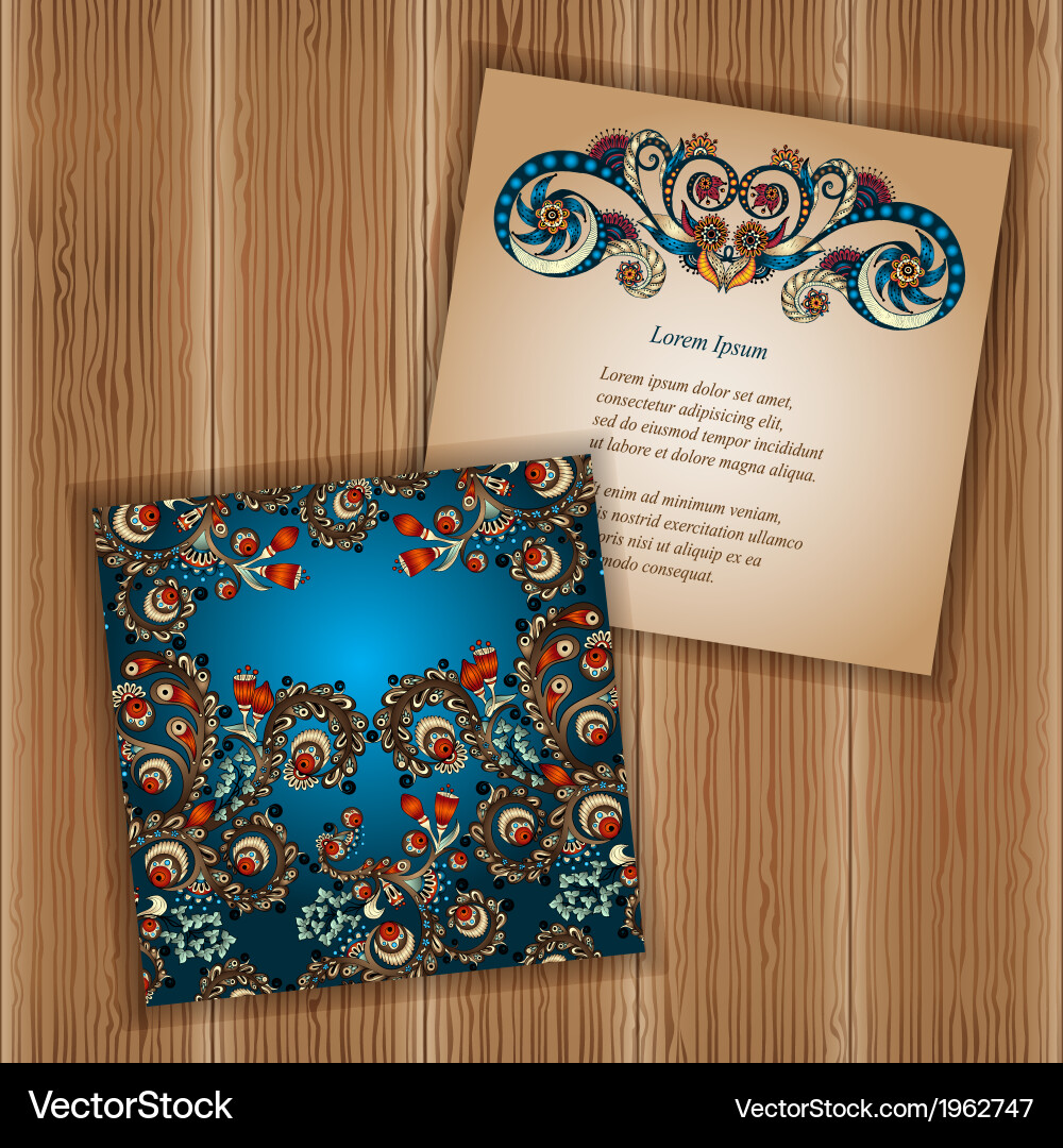 Unique abstract ethnic pattern card set vector image