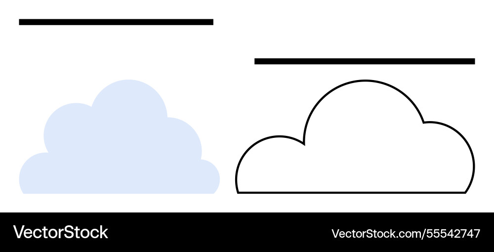 Vergleich von soliden und umrissenen Wolkenformen Vergleich von soliden und umrissenen Wolkenformen vektorbild