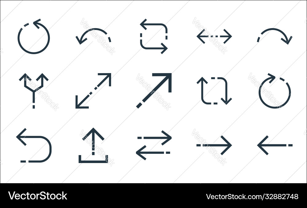 Arrows line icons linear set quality Arrows line icons linear set quality vector image
