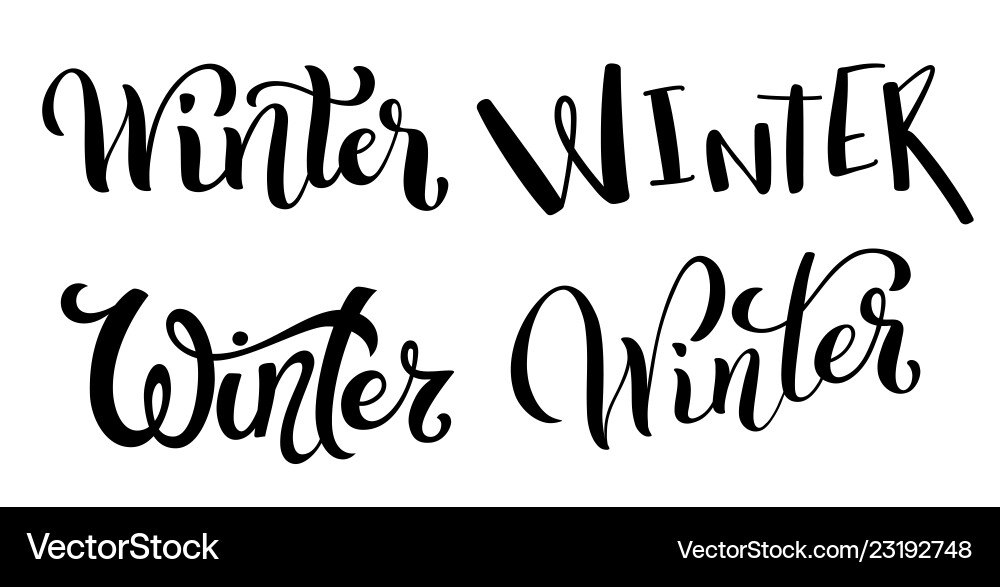 Calligraphic set of handdrawn lettering winter Calligraphic set of handdrawn lettering winter vector image