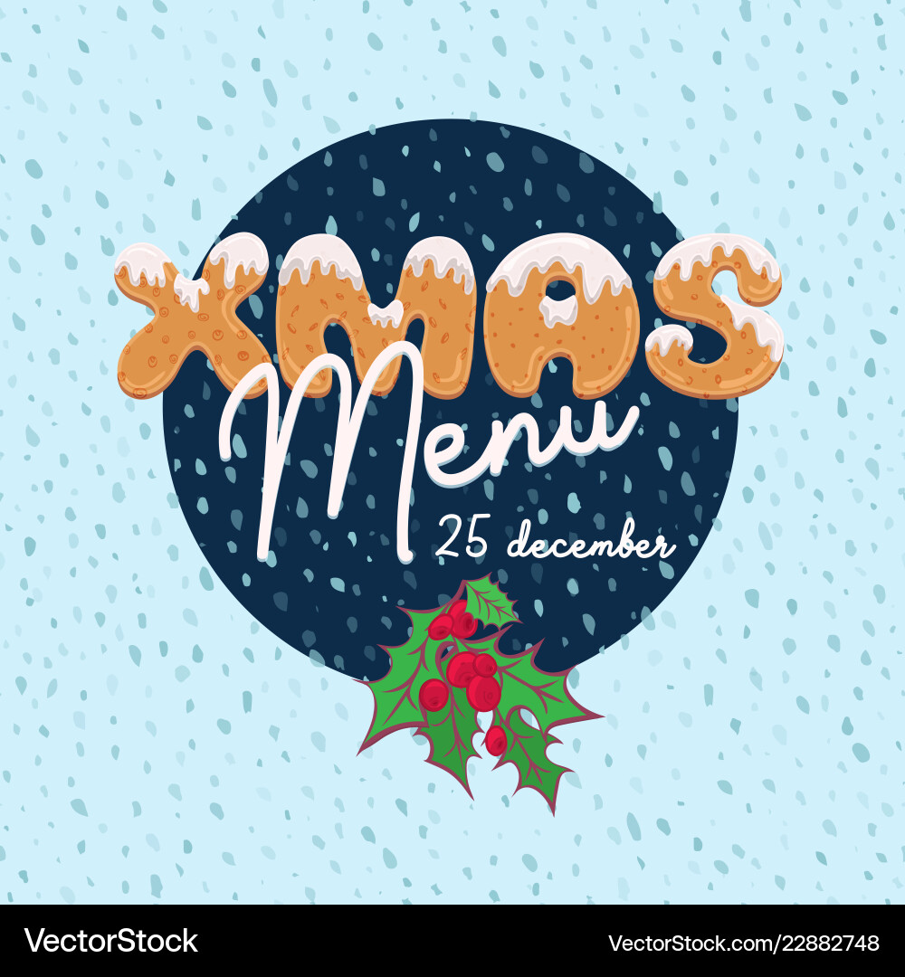 Christmas menu design in cartoon style with text Vector Image