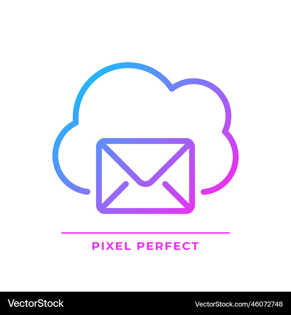 Cloud based email pixel perfect gradient linear Cloud based email pixel perfect gradient linear vector image