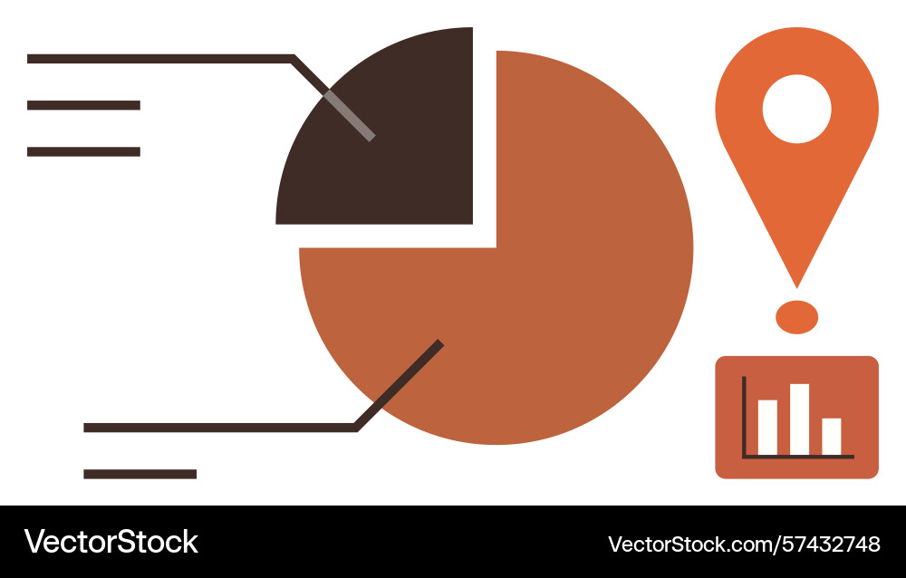 Data visualization with pie chart map marker Data visualization with pie chart map marker vector image