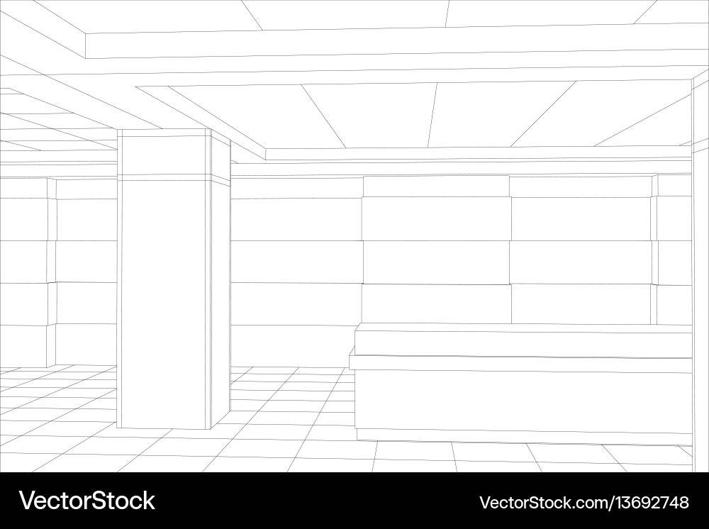 Interior office outlined tracing Interior office outlined tracing vector image