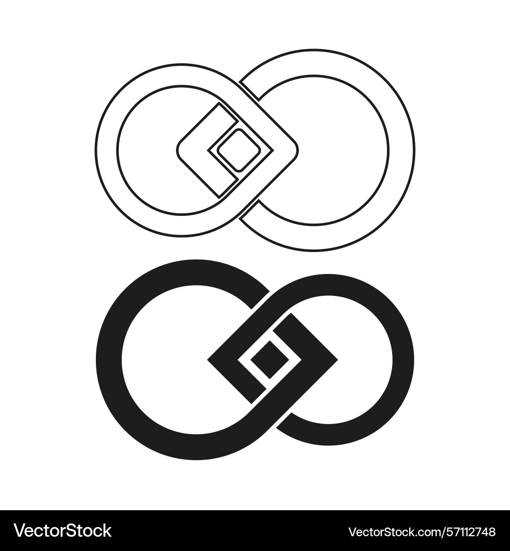 Linked rings icon chain connection symbol unity Vector Image