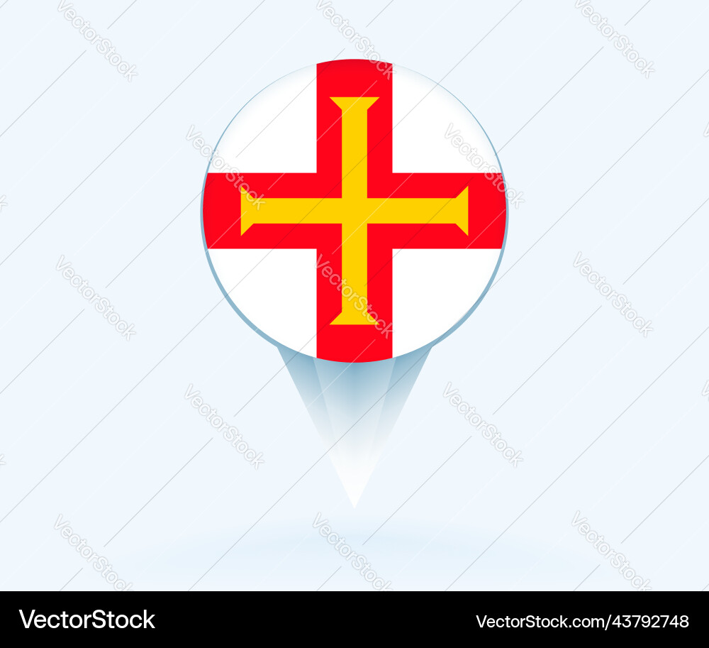 Map pointer with flag of guernsey Vector Image
