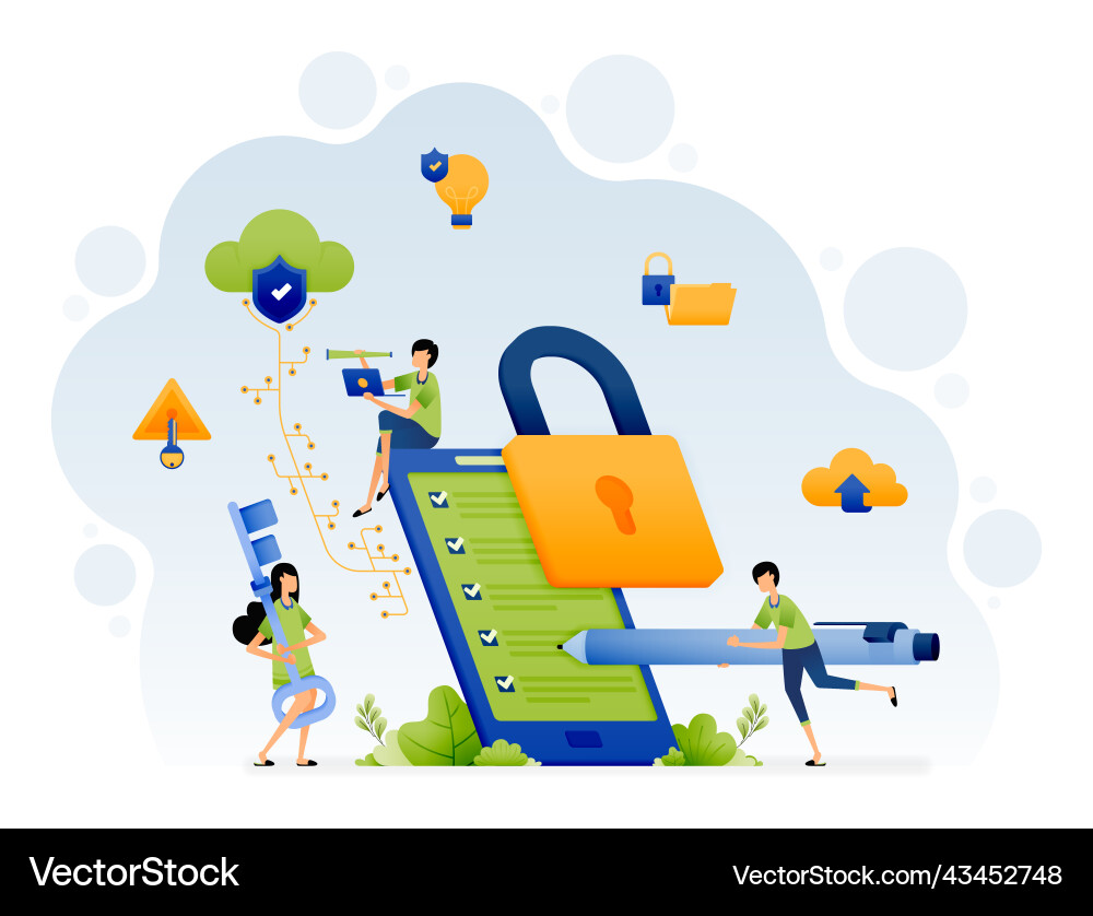 Mobile apps with security and protection tests Mobile apps with security and protection tests vector image