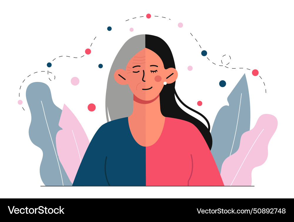 Old young woman Royalty Free Vector Image - VectorStock