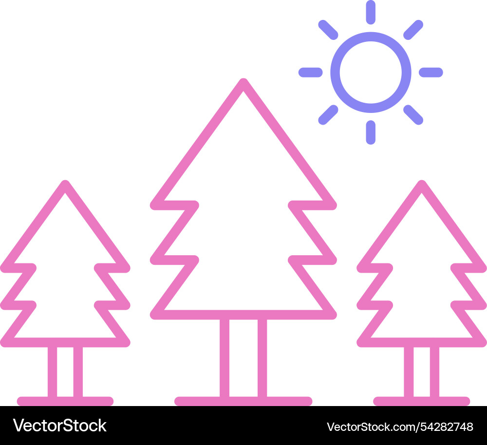 Pine trees line two colour icon Vector Image