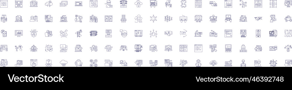 Programming coding line icons signs set design Programming coding line icons signs set design vector image