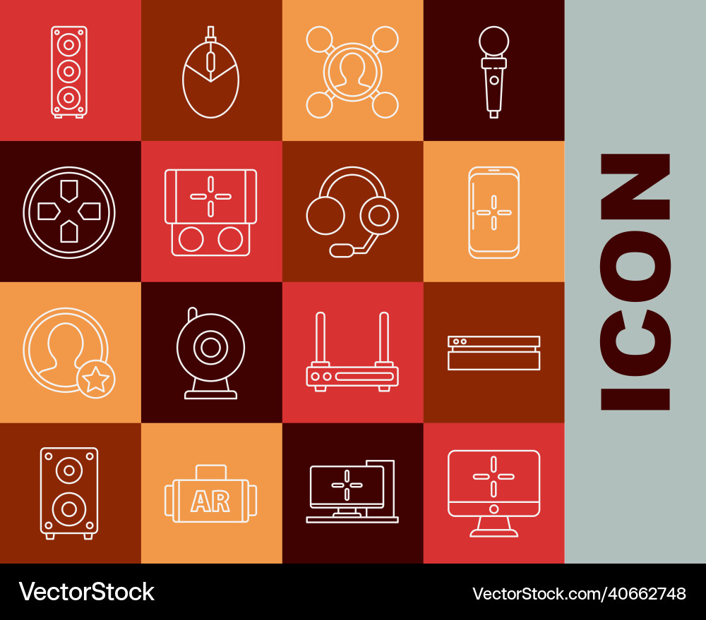 Set line computer monitor video game console Set line computer monitor video game console vector image