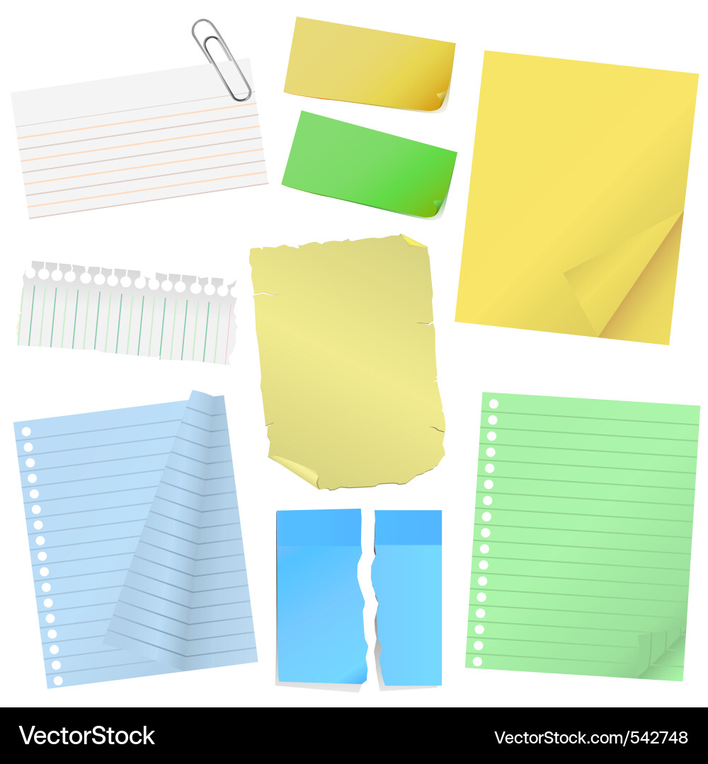 Set of Blank Paper Notes Vector Image