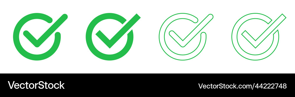 Set of check marks in a circle tick icons Set of check marks in a circle tick icons vector image