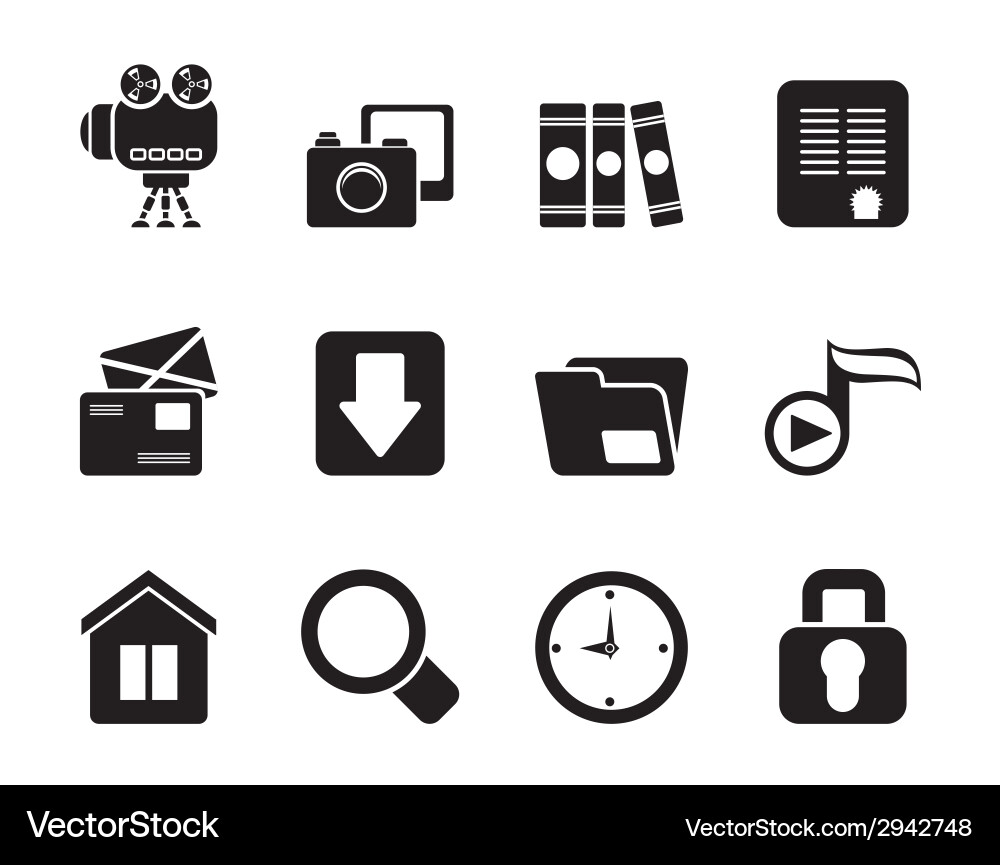 Silhouette computer and website icons vector image