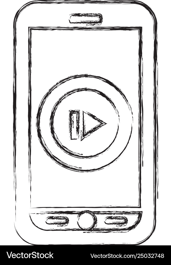 Smartphone device with media player button Smartphone device with media player button vector image