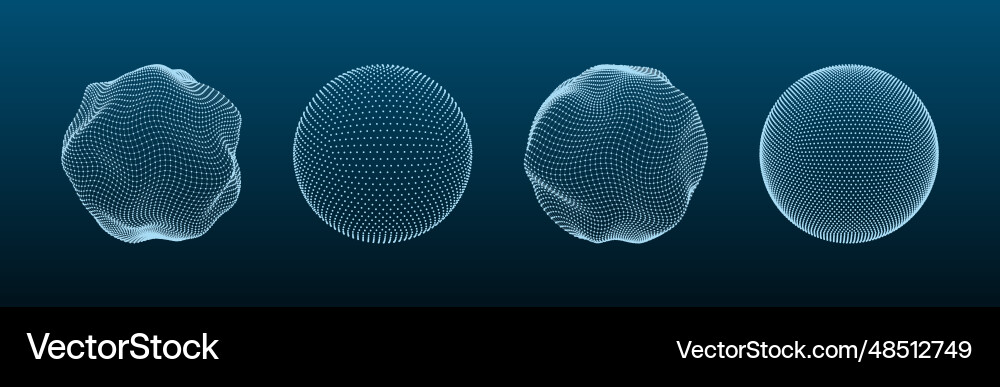 3d sphere mesh globe shapes with dots and line Vector Image