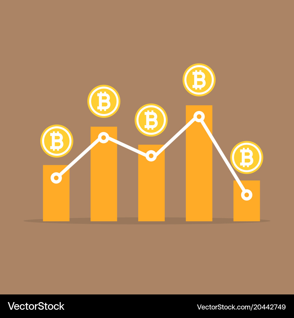 Bitcoin with graph up and down vector image