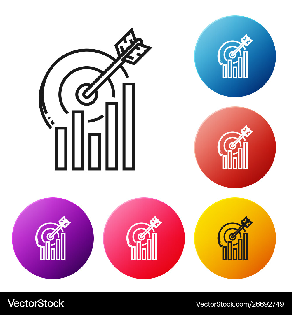 Black line target with graph chart icon isolated Black line target with graph chart icon isolated vector image