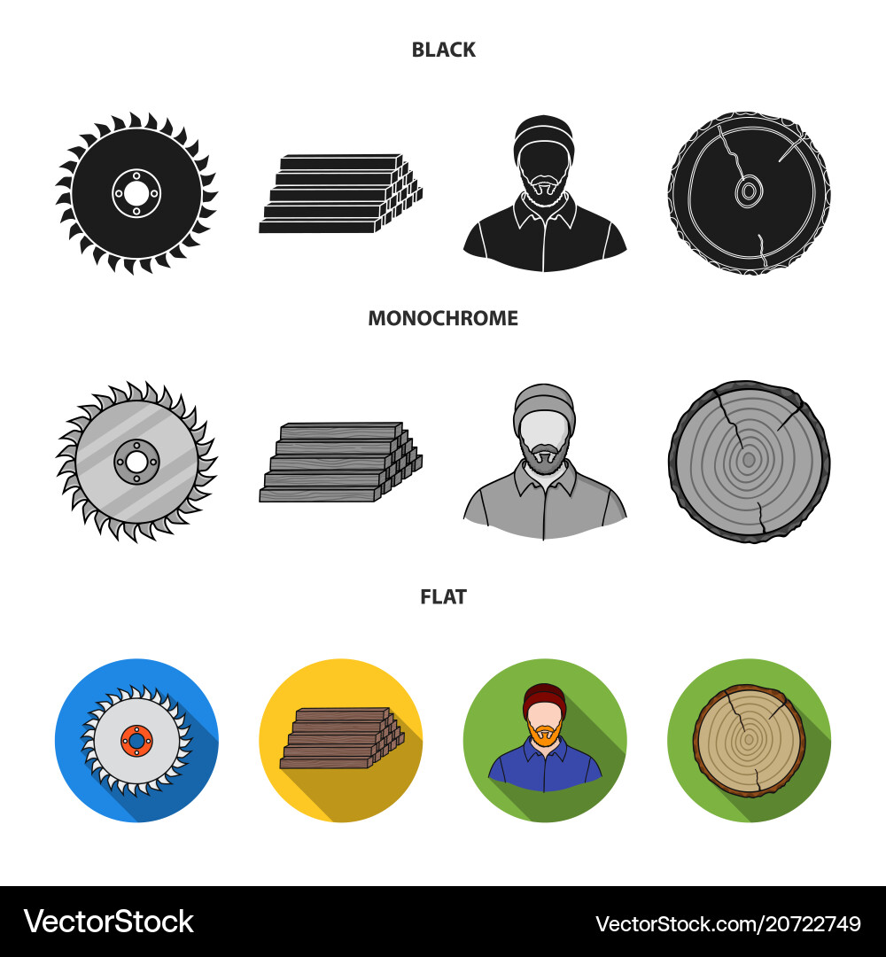 Circular saw a working carpenter stack of logs Vector Image