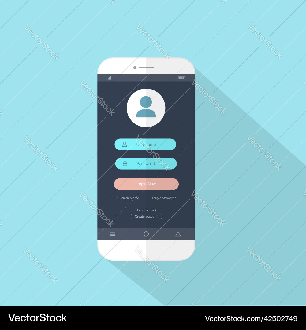 Flat style with ui login to application Vector Image