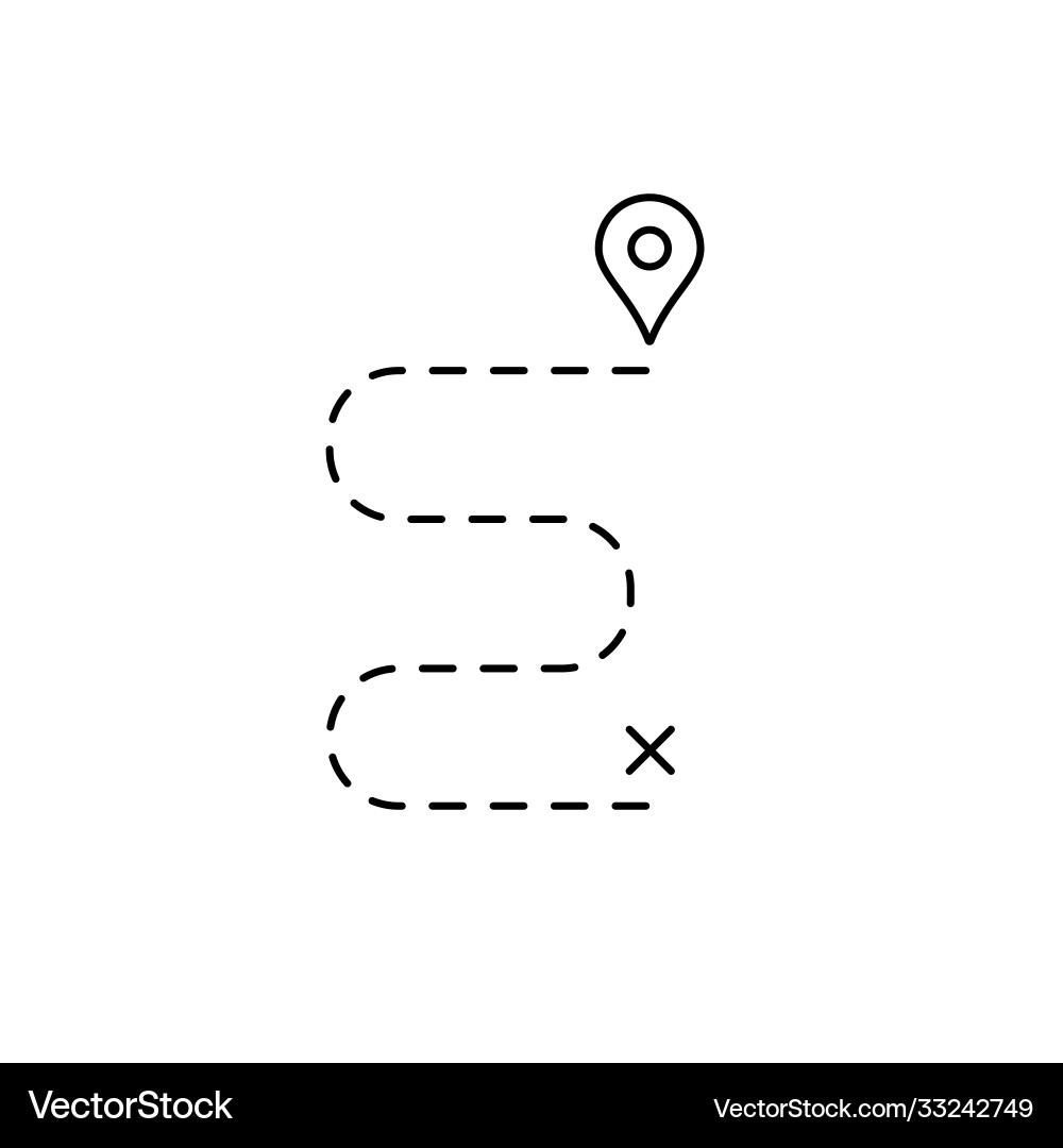 Linear path from point to icon Linear path from point to icon Vector Image