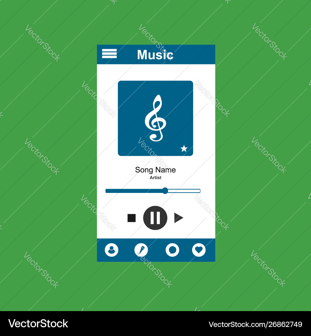 Media player application app template with flat Media player application app template with flat vector image