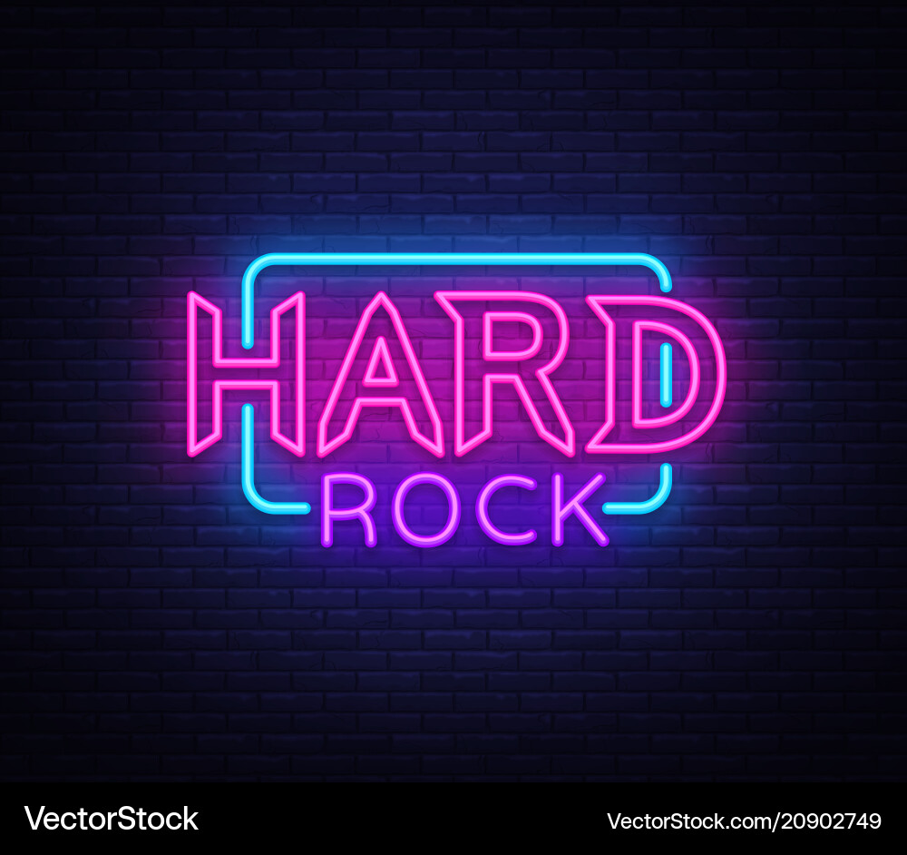Neon Hard Rock Sign Vector Image