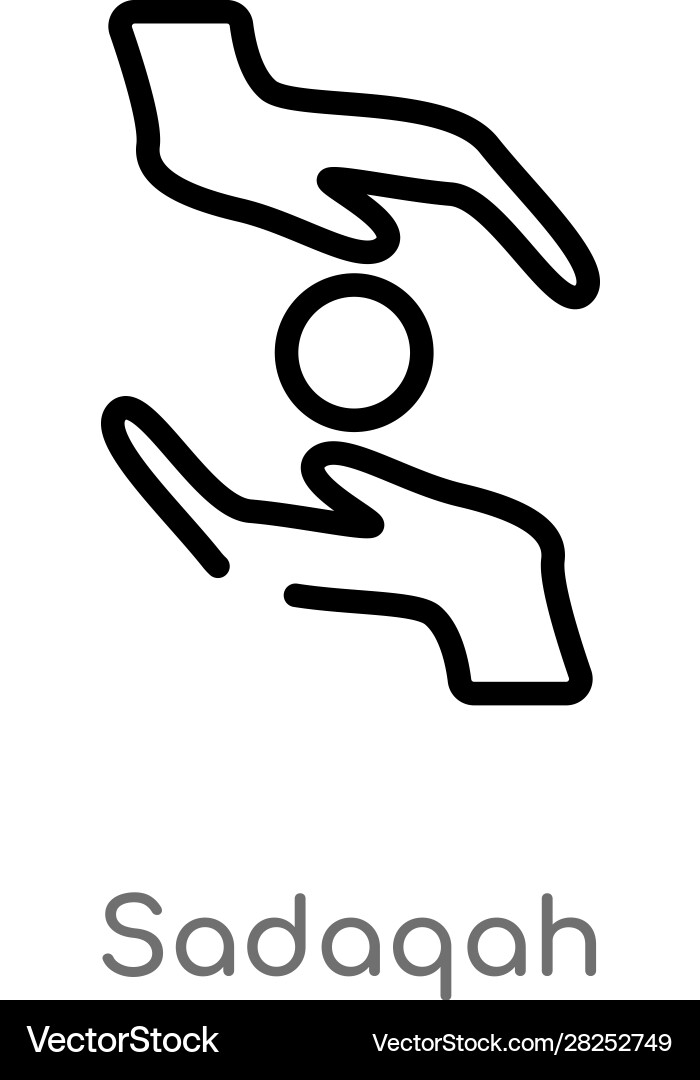 Outline sadaqah icon isolated black simple line Outline sadaqah icon isolated black simple line vector image