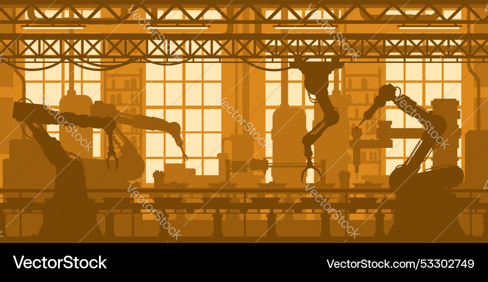 Robot conveyor machinery industry factory Vector Image