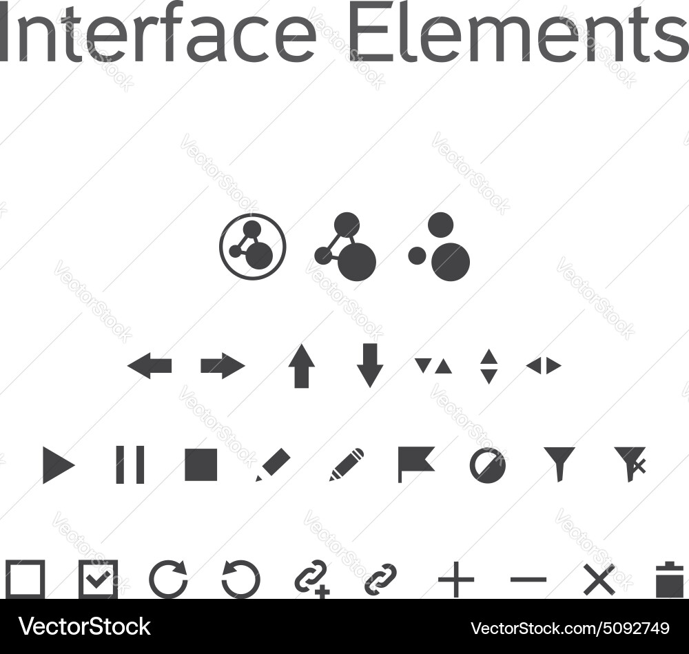 Set of interface elements ui kit icons pictograms Vector Image