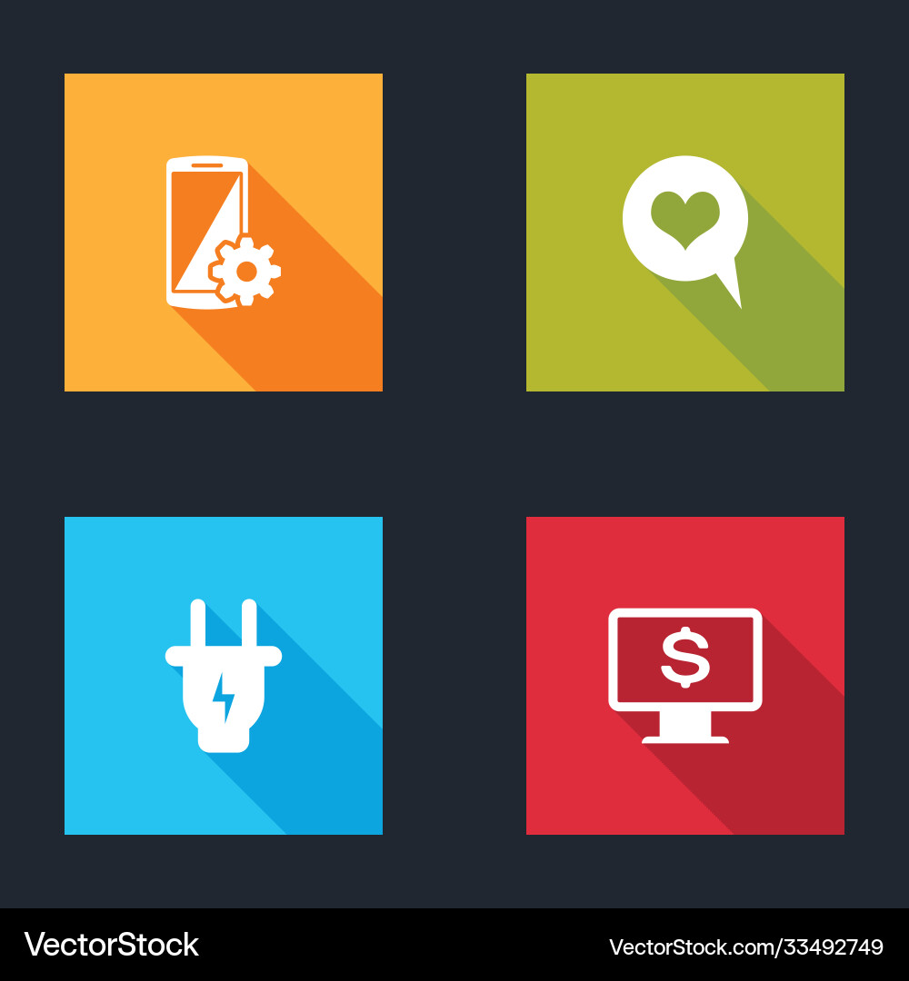 Set setting on smartphone heart speech bubble Vector Image