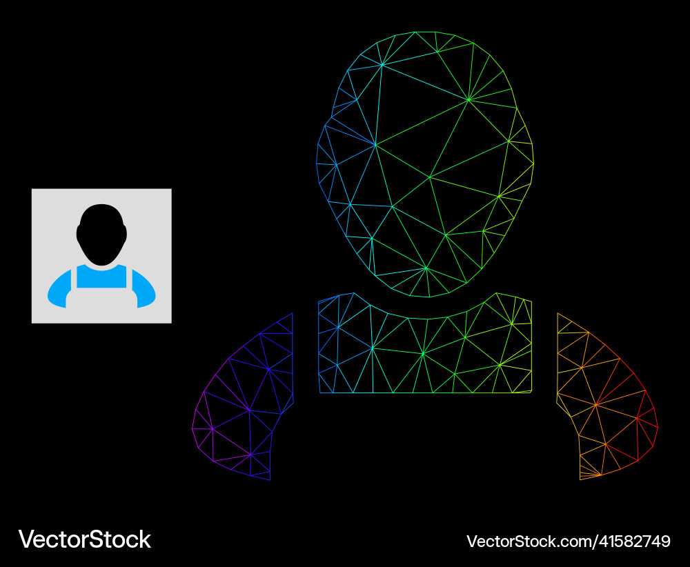 Spectrum gradiented polygonal mesh worker icon Spectrum gradiented polygonal mesh worker icon vector image