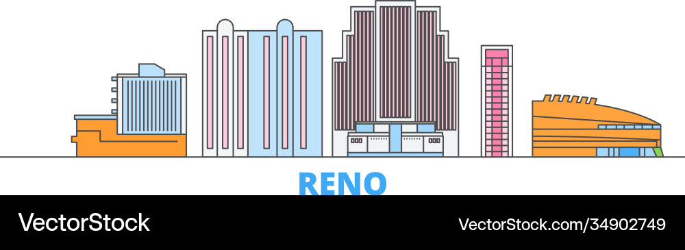 United states reno line cityscape flat United states reno line cityscape flat vector image