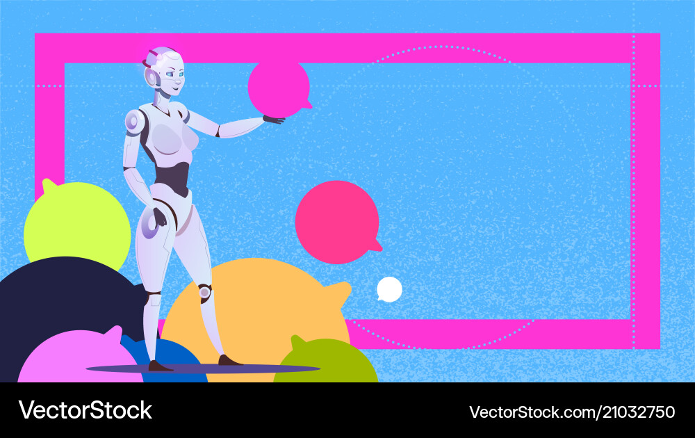 Chat bot using bubbles robot virtual assistance Chat bot using bubbles robot virtual assistance vector image