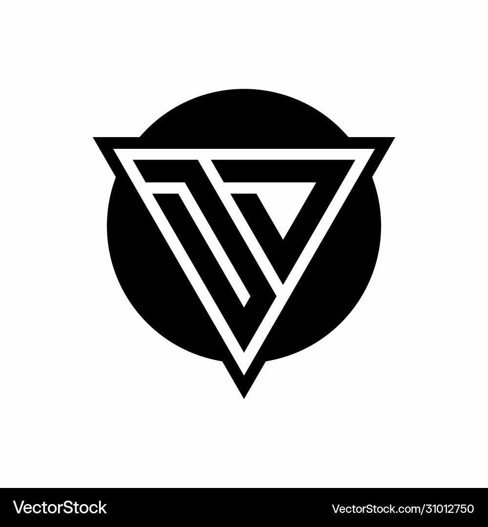 Dd logo with negative space triangle and circle Vector Image