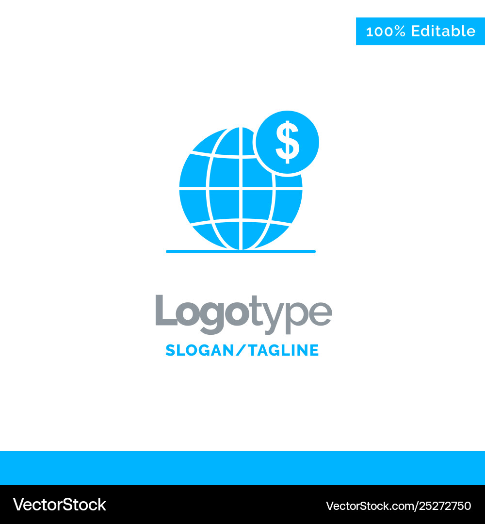 Dollar global business globe international blue Dollar global business globe international blue vector image