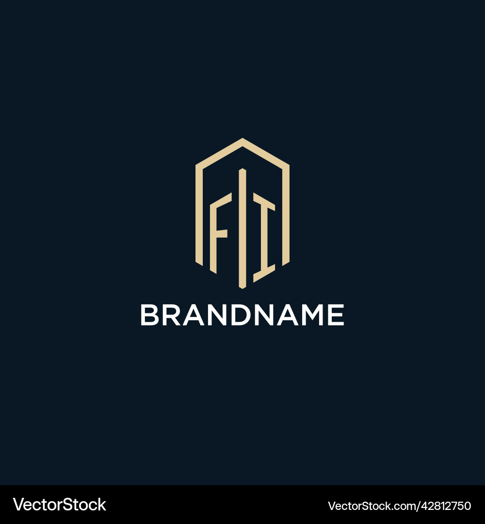 Fi initial monogram logo with hexagonal shape Fi initial monogram logo with hexagonal shape Vector Image