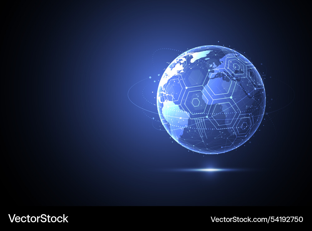 Global network connection world map point Global network connection world map point vector image