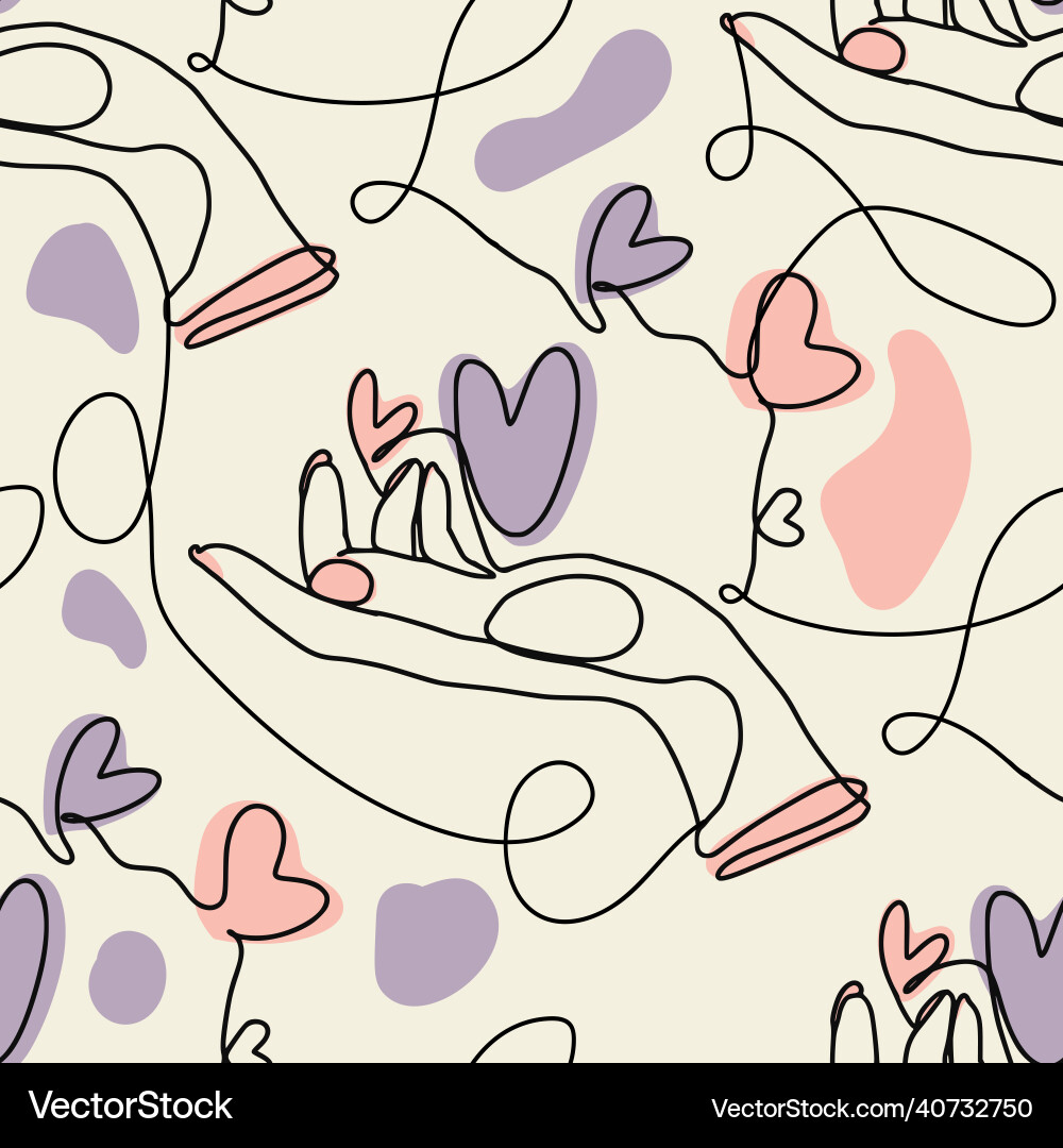 Hand love heart shape sign seamless pattern one Hand love heart shape sign seamless pattern one vector image