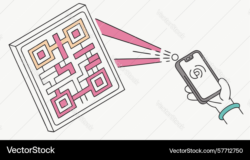 Hand scanning a qr code with smartphone seamless vector image