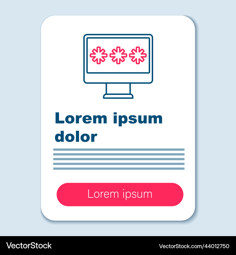 Line monitor with password notification icon Line monitor with password notification icon vector image