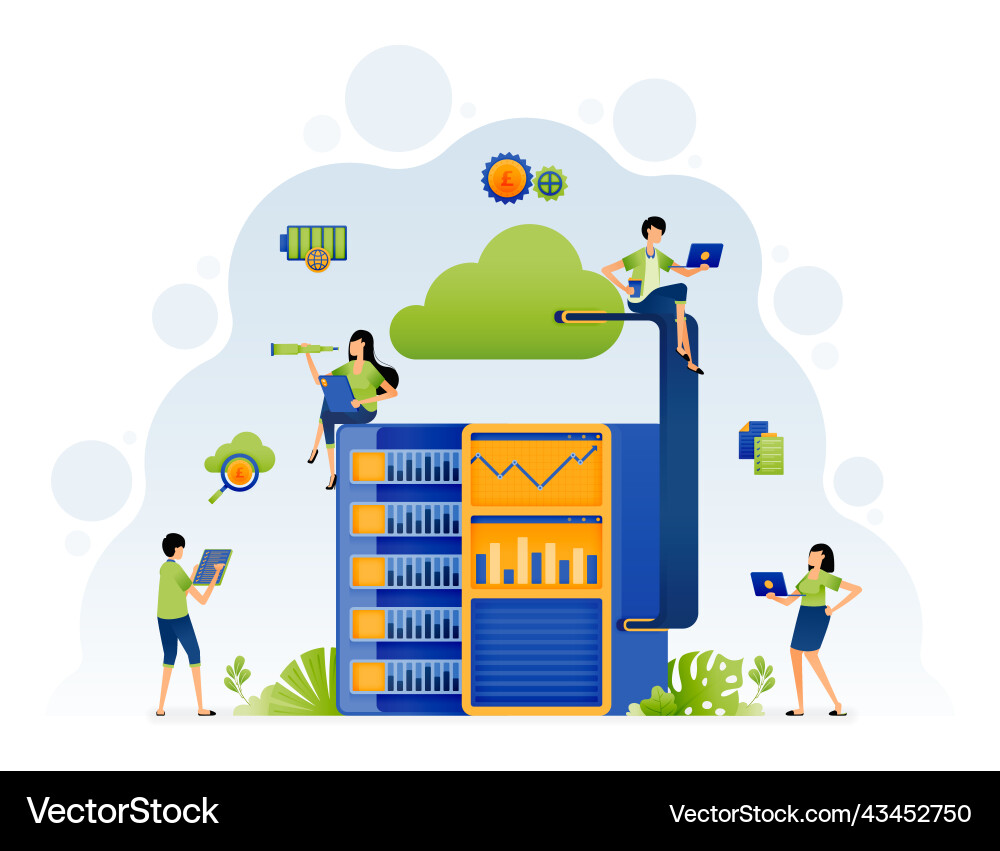 Machine learning uploads processed data to cloud Machine learning uploads processed data to cloud vector image