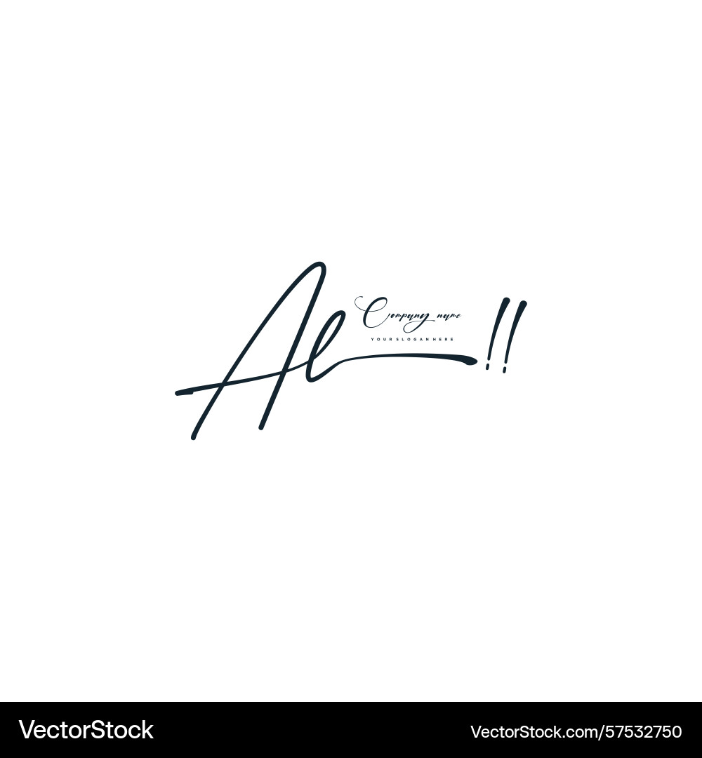 Minimal signature logo design with al initials Minimal signature logo design with al initials Vector Image