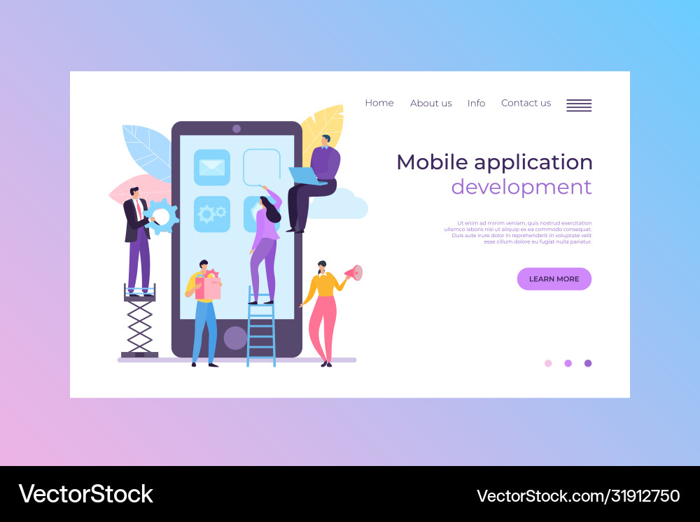 Mobile application development landing concept Mobile application development landing concept Vector Image