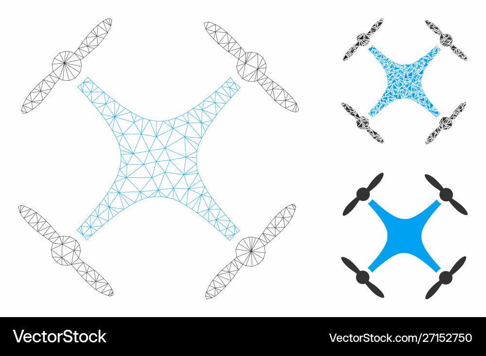 Quadcopter mesh network model and triangle Quadcopter mesh network model and triangle vector image