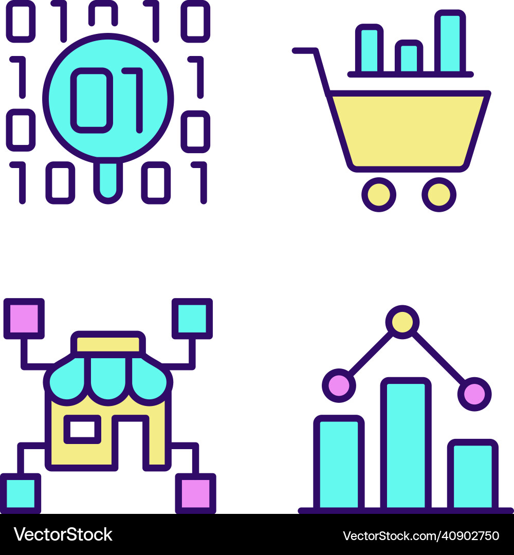 Retail data mining and analytics rgb color pixel Retail data mining and analytics rgb color pixel vector image