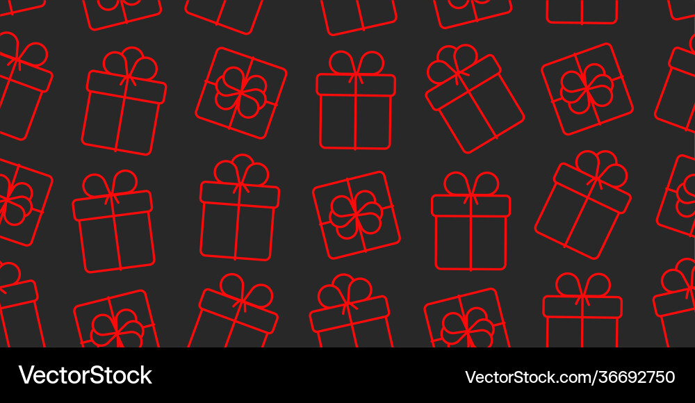 Seamless pattern red linear gift boxes side Seamless pattern red linear gift boxes side vector image