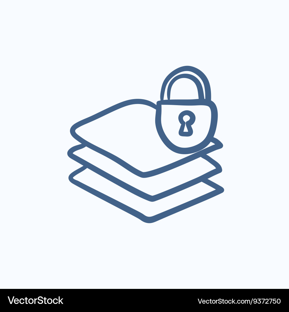 Stack of papers with lock sketch icon vector image