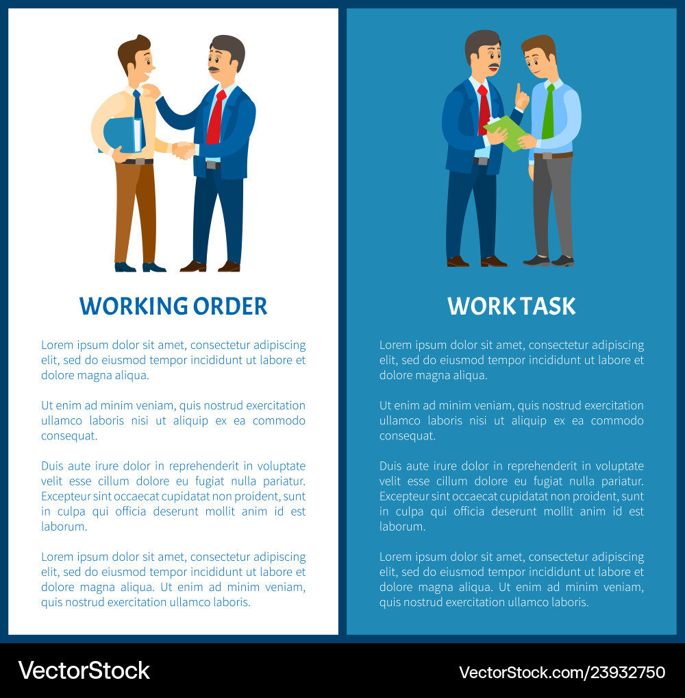 Working order and work task office worker duties Working order and work task office worker duties vector image