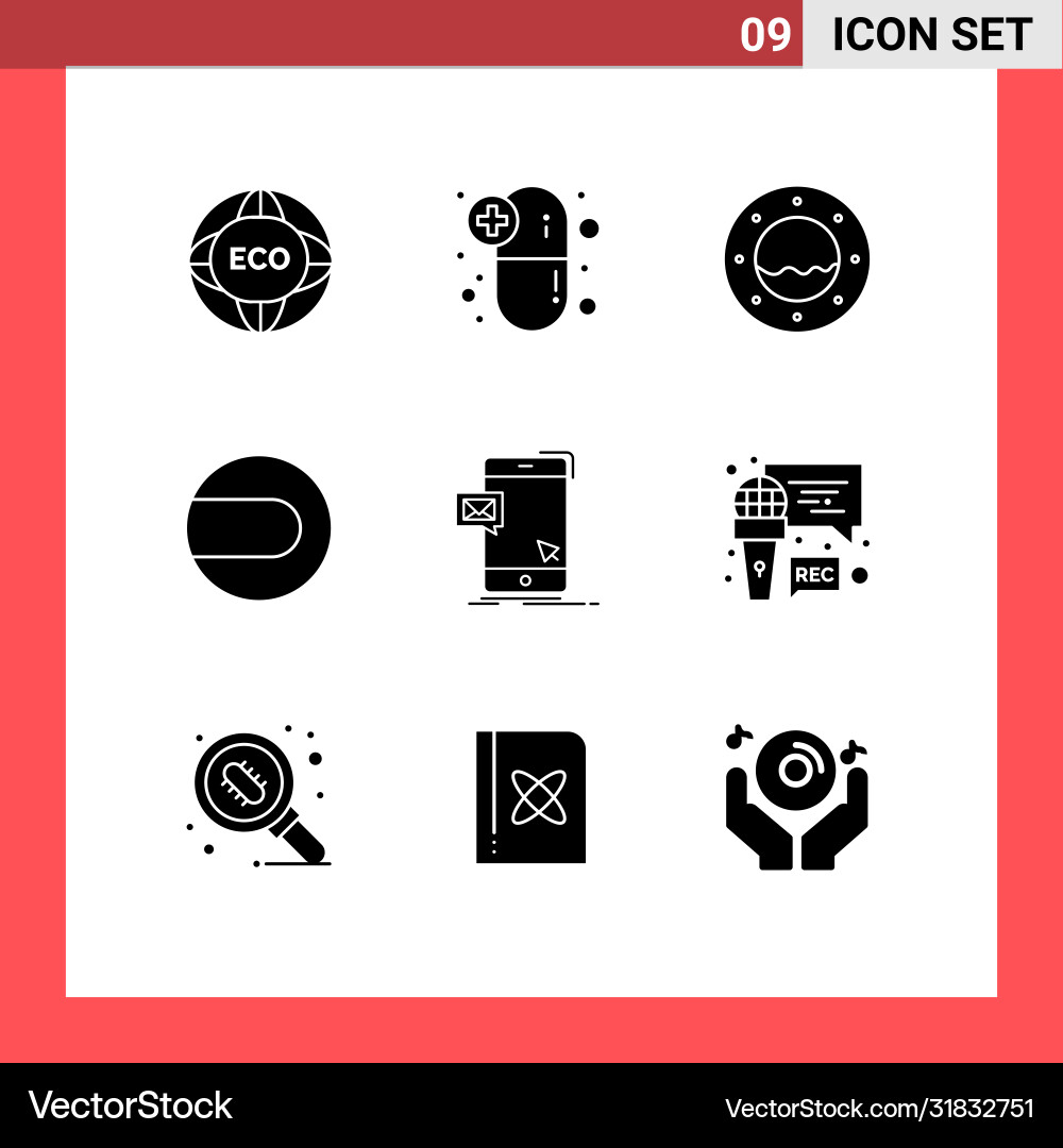 9 universal solid glyphs set for web and mobile Vector Image